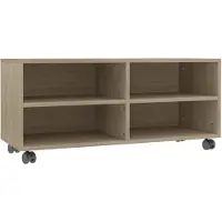 vidaXL TV-bänk med hjul sonoma ek 90x35x35 cm spånskiva
