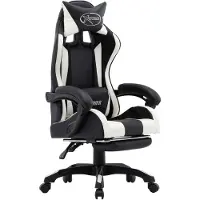 vidaXL Gamingstol med fotstöd vit och svart konstläder