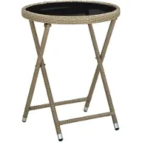 vidaXL Soffbord beige 60 cm konstrotting och härdat glas