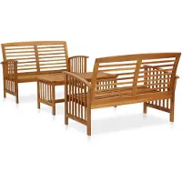 vidaXL Loungegrupp för trädgården 3 delar massivt akaciaträ