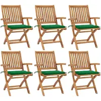 vidaXL Hopfällbara trädgårdsstolar med dynor 6 st massiv teak