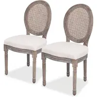 vidaXL Matstolar - - Kräm - Linnetyg - Set med 2 - Modern stil