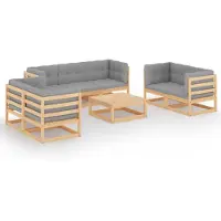 vidaXL Loungegrupp med dynor 8 delar massiv furu