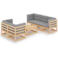 vidaXL Loungegrupp med dynor 6 delar massiv furu