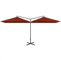 vidaXL Dubbel trädgårdsparasol med stång i stål terrakotta 600x300 cm 312559