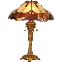 Clayre & Eef Tiffany bordslampa CAMBRIA, Multifärgad, Vardagsrum / matsal, Syntetmaterial, Tiffany, Bordslampa