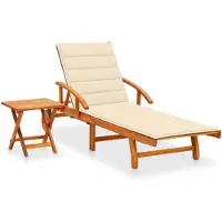 vidaXL Solsäng med bord och dyna massivt akaciaträ