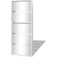 vidaXL Skoskåp med 5 lådor och spegel 63x17x169,5 cm vit