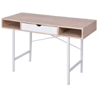 vidaXL Skrivbord med 1 låda ek och vit