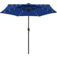 vidaXL Parasoll med LEDs och aluminiumstång 270 cm azurblå