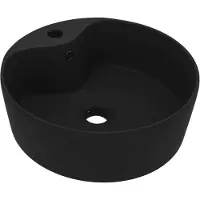 vidaXL Handfat med bräddavlopp matt svart 36x13 cm keramik