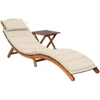 vidaXL Solsäng med bord och dyna massivt akaciaträ