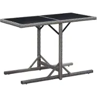 vidaXL Trädgårdsbord antracit 110x53x72 cm glas och konstrotting