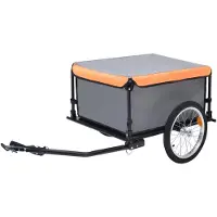 vidaXL Cykelvagn grå och orange 65 kg