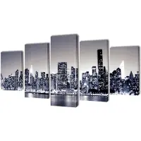 vidaXL Uppsättning väggbonader på duk: New York Skyline 100 x 50 cm