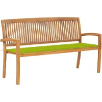 vidaXL Stapelbar trädgårdsbänk med dyna 159 cm massiv teak