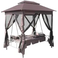 vidaXL Paviljong med hammock kaffebrun