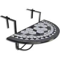vidaXL Hängande balkongbord svart och vit mosaik