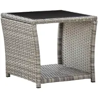 vidaXL Soffbord grå 45x45x40 cm konstrotting och glas