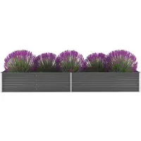 vidaXL Odlingslåda upphöjd galvaniserat stål 320x80x45 cm grå