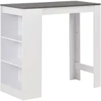 vidaXL Barbord med Hylla Vit 110x50x103 cm