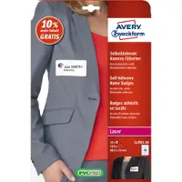 Avery L4783-20 Namn-etiketter 88.9 x 31 mm Acetat Vit 320 st Repositionerbart Laser, Laser, färg, Kopiator, Färgkopiator