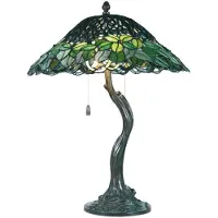 Clayre & Eef Tiffany bordslampa JAMAICA, Grön, Vardagsrum / matsal, Glas, Tiffany, Bordslampa