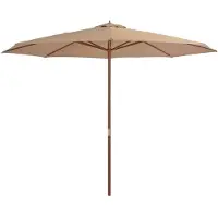 vidaXL Trädgårdsparasoll med trästång taupe 350 cm