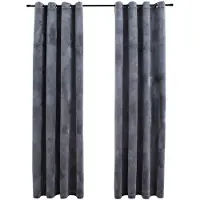 vidaXL Mörkläggningsgardiner med ringar 2 st antracit sammet 140x245 cm