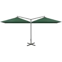 vidaXL Dubbelt parasoll med stålstång grön 600x300 cm