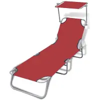 vidaXL Fällbar Chaiselongue med Överdrag Röd Solsäng Strandstol 41198