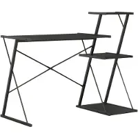 vidaXL Skrivbord med hylla svart 116x50x93 cm