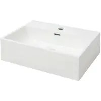 vidaXL Handfat med kranhål keramik vit 51,5x38,5x15 cm