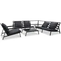 vidaXL Loungegrupp för trädgården med dynor 5 delar aluminium mörkgrå