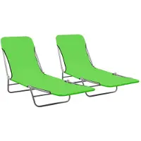 vidaXL Hopfällbara Loungestolar 2 st Stål och Tyg Grön