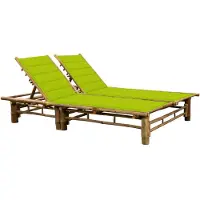 vidaXL Solsäng med dynor 2 personer bambu
