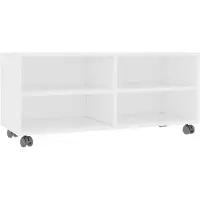 vidaXL Tv-bänk med hjul vit 90x35x35 cm konstruerat trä