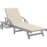 vidaXL Solsäng med dyna massivt akaciaträ