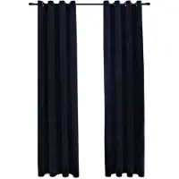 vidaXL Mörkläggningsgardiner med ringar 2 st svart sammet 140x245 cm