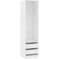 vidaXL Garderob med lådor vit 50x50x200 cm spånskiva