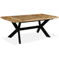 vidaXL Matbord massivt mangoträ och stål kryss 180 cm