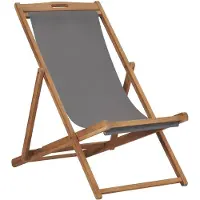 vidaXL Hopfällbar strandstol massiv teak grå