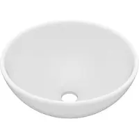 vidaXL Lyxigt runt handfat matt vit 32,5x14 cm keramik