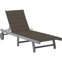 vidaXL Solsäng med dyna grå massivt akaciaträ