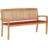 vidaXL Stapelbar trädgårdsbänk med dyna 159 cm massiv teak