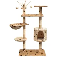 vidaXL Katt Klösträd med klöspelare 125 cm tassavtryck beige