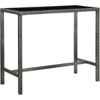 vidaXL Barbord för trädgård grå 130x60x110 cm konstrotting och glas