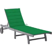 vidaXL Solsäng med dyna grå massivt akaciaträ