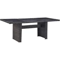 vidaXL Trädgårdsbord svart 200x100x74 cm glas och konstrotting