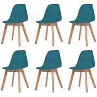 vidaXL Matsalsstolar - - Set om 6 - Turkos - Plast - Modern design